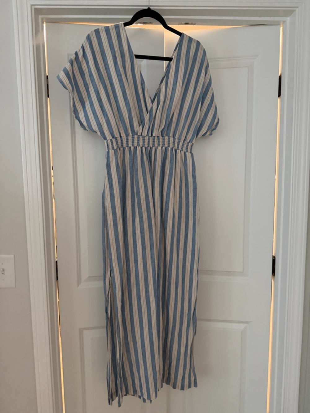 Boden Blue and White Striped Maxi Dress